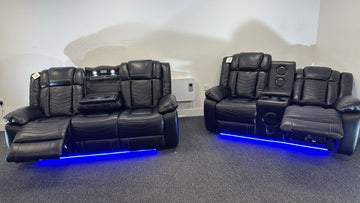 3&2 Bently multi media recliners with Bluetooth speakers , led lights & cupholders