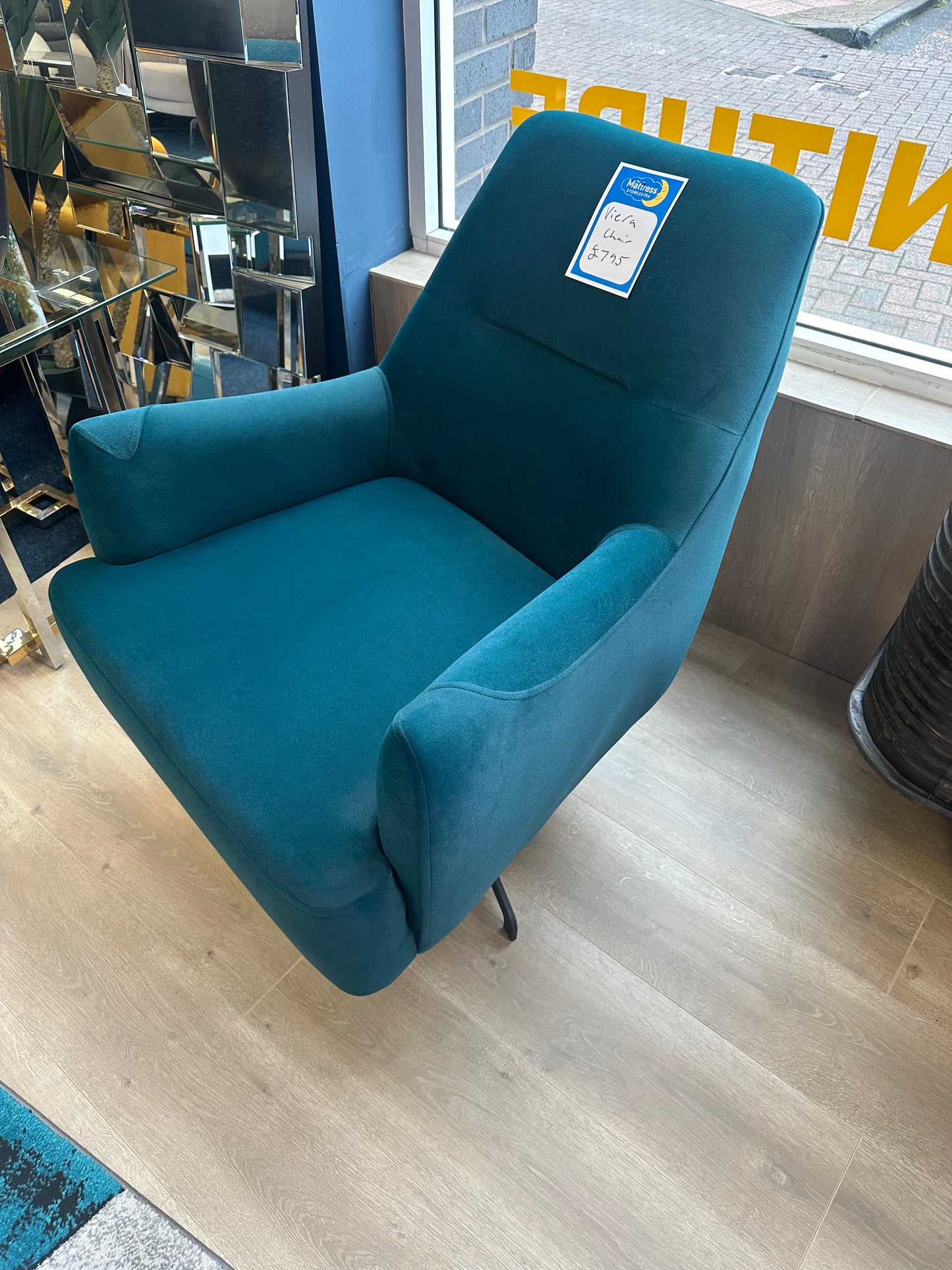 Viera Teal L shape Chase Sofa 290x100cm & single viera arm chair 66x90cm  -