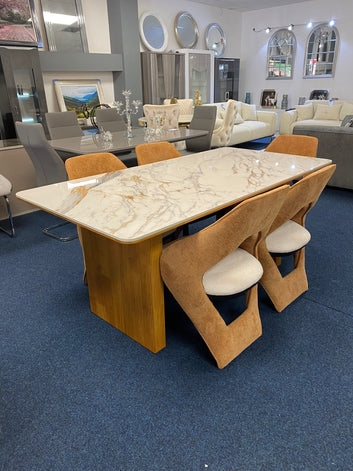 Modern Marble Dining Table with 6 Designer Chairs