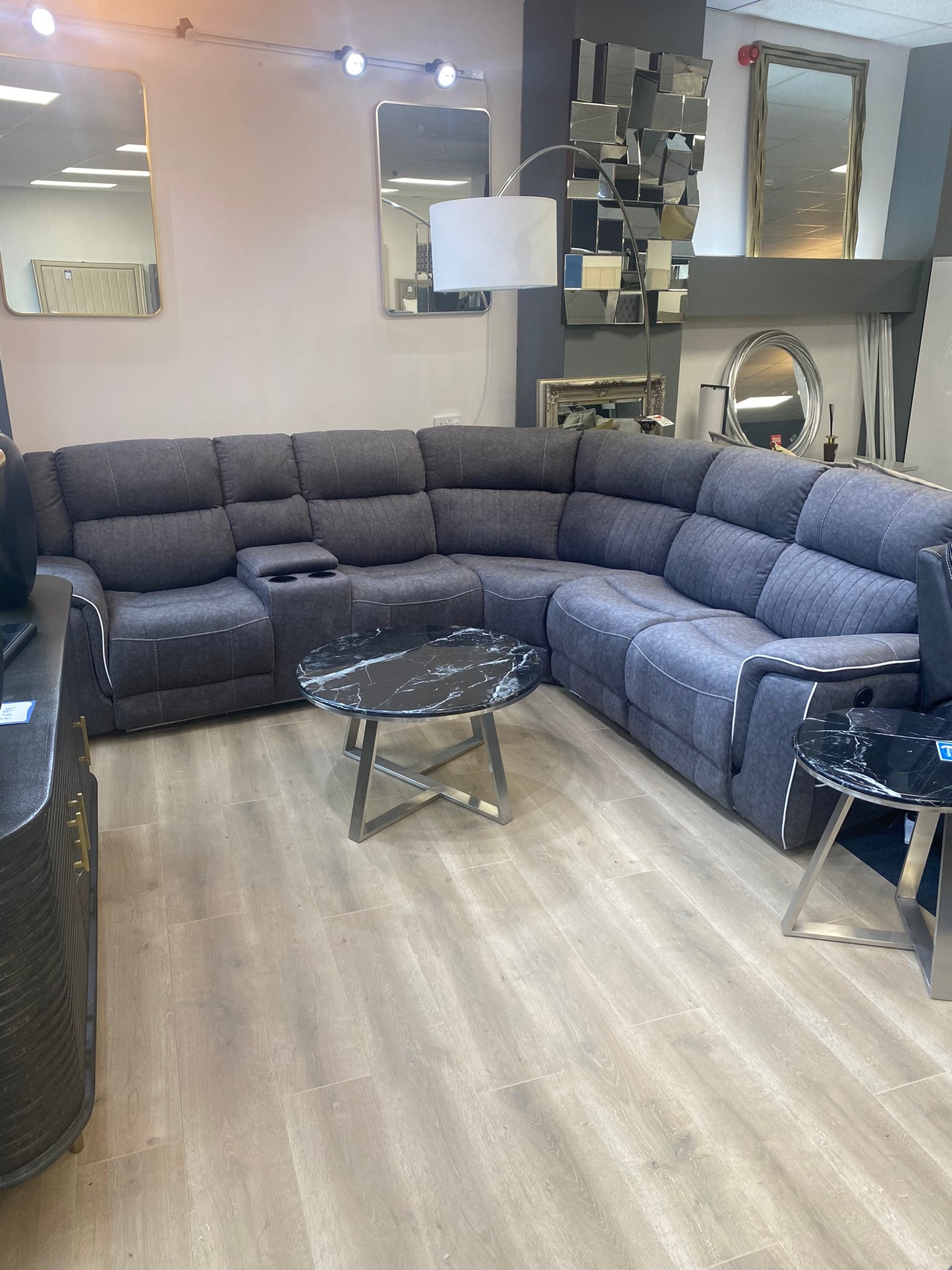 LuxeGlow LED Power Recliner Corner Sofa