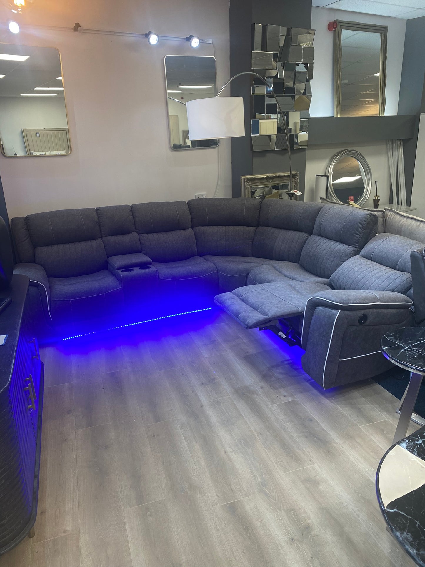 LuxeGlow LED Power Recliner Corner Sofa