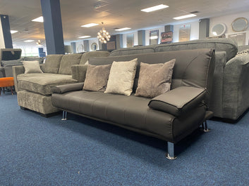 Contemporary Faux Leather Click-Clack Sofa Bed