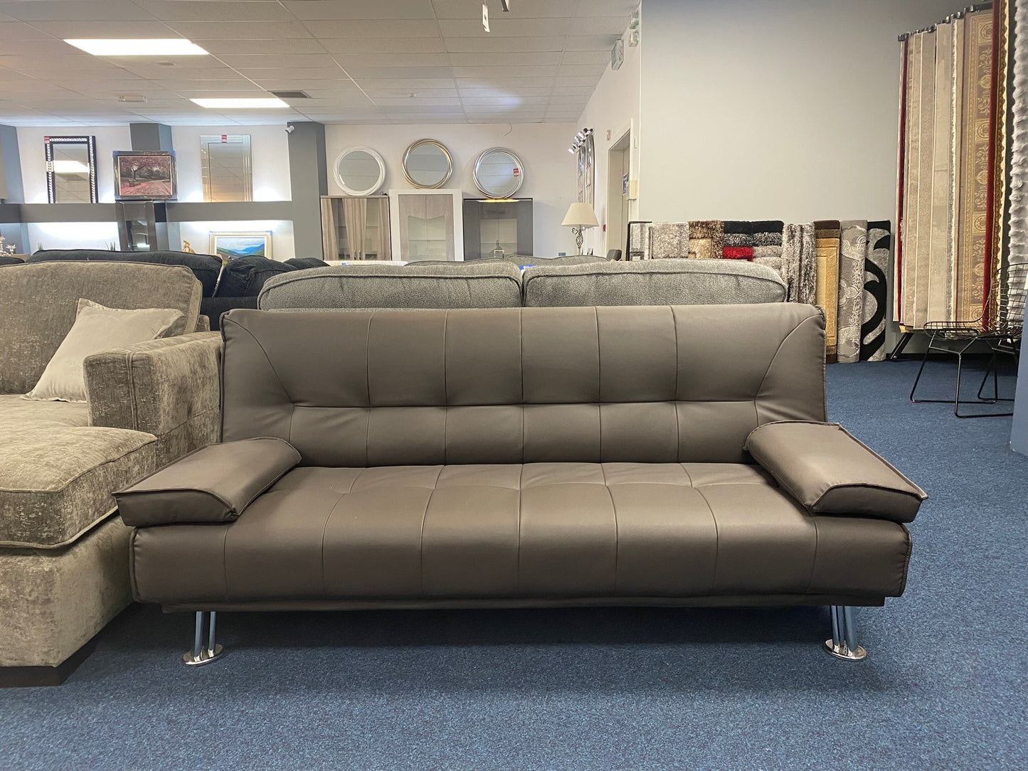 Contemporary Faux Leather Click-Clack Sofa Bed