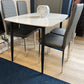 Gloss Marble-Effect Dining Table with 4 Quilted Chairs