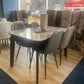 Extendable Marble Dining Set with 4 Grey Chairs
