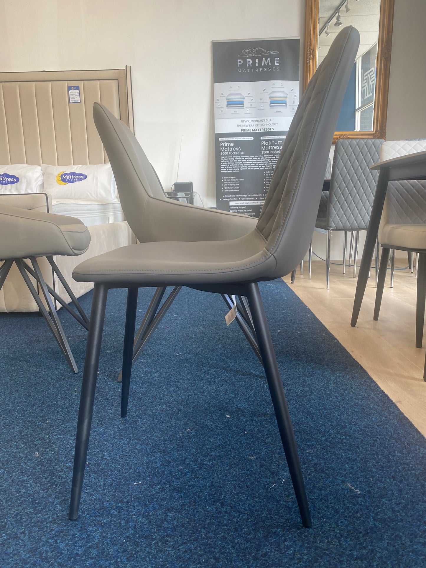 Extendable Marble Dining Set with 4 Grey Chairs