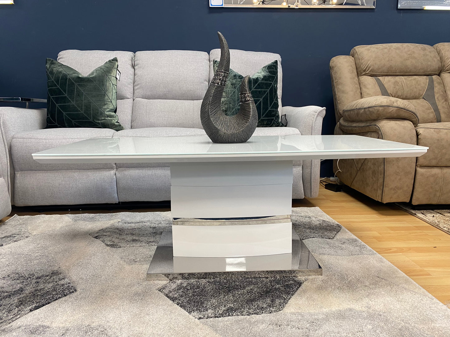 High Gloss White Coffee Table with Chrome Base