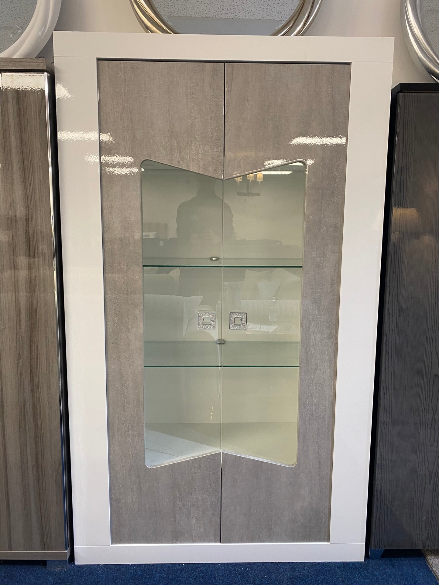 Modena High Gloss Display Cabinet with Glass Shelves