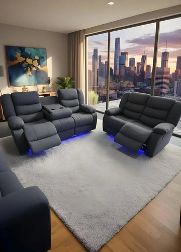Roma Fabric Electric Recliner Sofa 3+2-Seater With USB/LED/Cup Holder