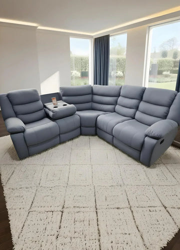 Roma Fabric Recliner Corner Sofa Grey