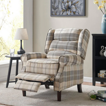 Tartan Recliner Chair, Beige