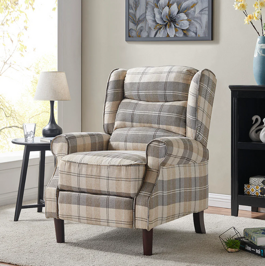 Tartan Recliner Chair, Beige