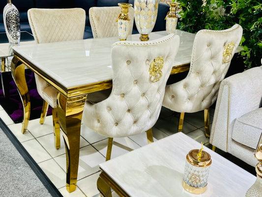 Sofia Cream & Gold Marble Table