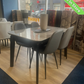 Extendable Marble Dining Set with 4 Grey Chairs