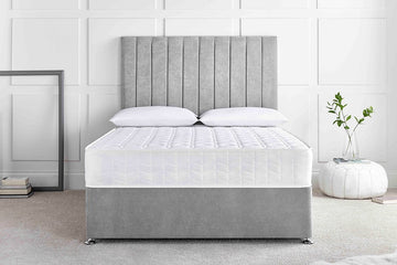 Silver Plush Divan Bed King Size With Memory Foam Mattress