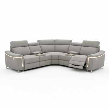 Create a ultra-realistic 4K product image of a [LuxeGlow LED Power Recliner Corner Sofa].
The product should be centered, photographed in a professional studio setup.
Pure white background (#FFFFFF).
No text, no logos, no watermarks, no buttons, no people.
Soft natural lighting with realistic shadows.
High detail, sharp focus, premium ecommerce photography style.
Clean, minimal, modern look.
Square format, 1:1 aspect ratio.
Resolution 4096 × 4096 pixels.
