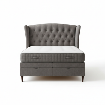 Create an ultra-realistic 4K product image of a modern luxury bed called “[Wingback Divan Bed]”.
The bed should be fully visible and centered, photographed in a professional studio setup.
Pure white background (#FFFFFF).
No text, no logos, no watermarks, no buttons, no people.
Soft natural lighting with realistic shadows.
High detail, sharp focus, premium ecommerce photography style.
Clean, minimal, modern look.
Square format, 1:1 aspect ratio.
Resolution 4096 × 4096 pixels.