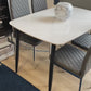 Gloss Marble-Effect Dining Table with 4 Quilted Chairs